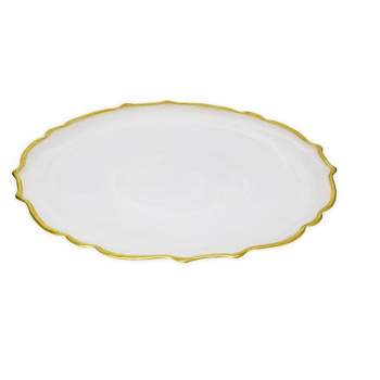 Classic Touch Set of 4 Alabaster White Chargers with Gold Trim-13"D