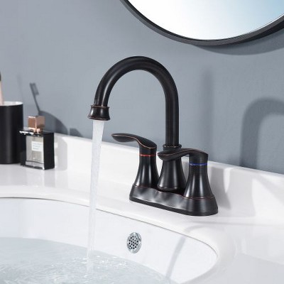 Oil Rubbed Bronze 2-Handle Bathroom Vanity Faucet with Pop-up Drain