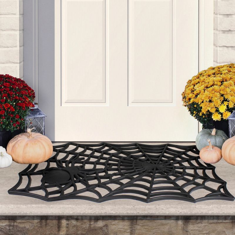 Northlight Black Spider Web Rectangular Halloween Doormat 18" x 30", 2 of 6