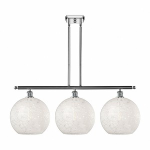 White Mouchette - 3 Light Stem Hung Island In Modern Style-14 Inches Tall and 38.5 Inches Wide - 1 of 1