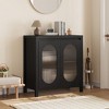 Modern Sideboard Buffet Cabinet, Accent Storage Cabinet with Adjustable Shelf and Glass Doors, Small Console Cabinet with Storage , Black - 4 of 4