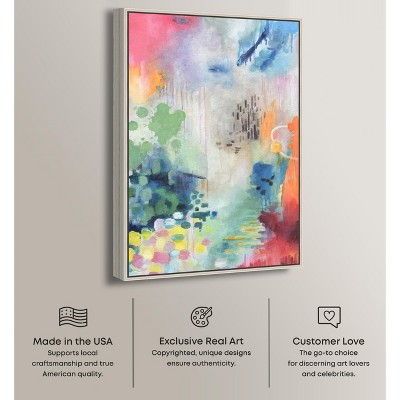 Colorful Abstract Canvas Wall Art with Silver Frame, 16" x 11"