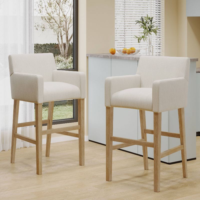 Set of 2 30.5" Armga Contemporary Fabric Upholstered Wood Counter Height Barstools - Christopher Knight Home, 3 of 11