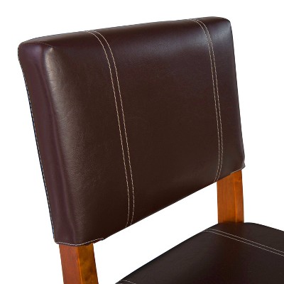 Milano 24" Medium Walnut and Dark Brown Faux Leather Counter Stool