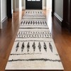 10' Cream Black And Gray Geometric Shag Runner Rug - 2 of 4