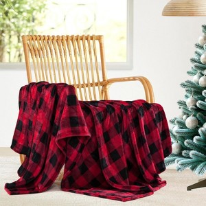 Lomsoe Christmas Grid Blanket Holiday Printed Flannel Throw Blanket Perfect Holiday Decor Gift for Family Friends Christmas Gift. - 1 of 4