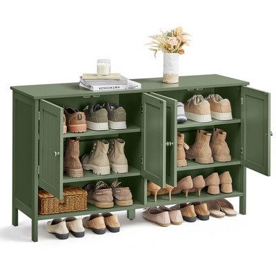 VASAGLE Modern Country Shoe Cabinet, 3-Tier Shoe Organizer, Forest Green Shoe Shelf - Stylish and Functional Storage Solution for Entryway