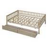 TIRAMISUBEST Twin/Full Size Daybed Wood Bed with 2 Storage Drawers, Solid Wood Daybed Frame Sofa Bed with Fence Guardrails and Slats Support - 3 of 4