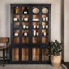 Storied Home Mango Wood 87" Tall Decorate Storage Cabinet Black: Glass Front, 6 Shelves, 8 Doors - 4 of 4