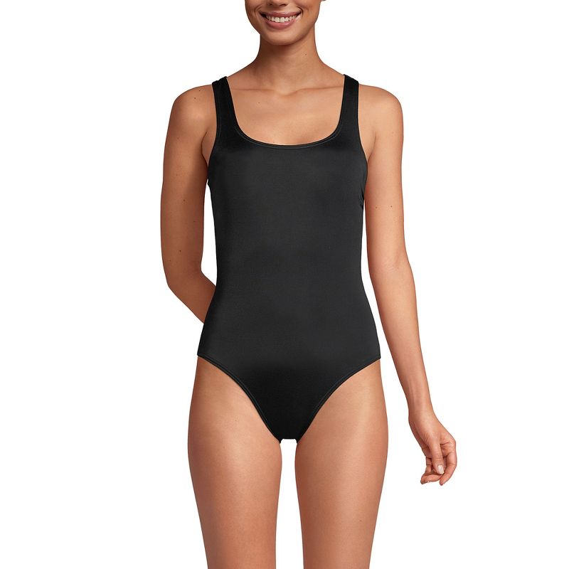 Lands' End Women's Chlorine Resistant High Leg Soft Cup Tugless Sporty One Piece Swimsuit, 1 of 7
