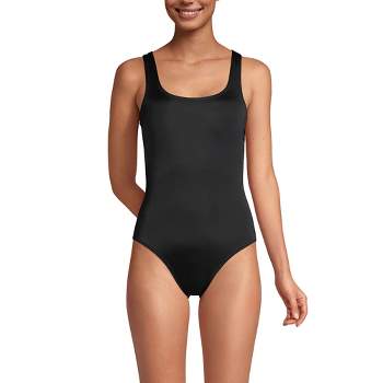 Lands' End Women's Chlorine Resistant High Leg Soft Cup Tugless Sporty One Piece Swimsuit