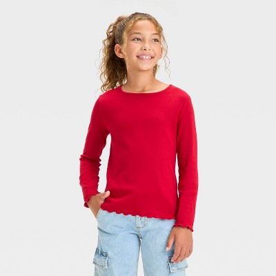 Girls' Long Sleeve T-shirt - Art Class™ Red L : Target