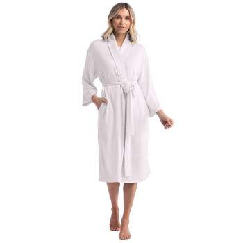 Classic Turkish Towels Adult Shawl Collar Terry Cloth Robe - White ...