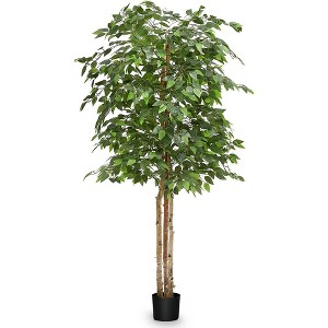 Maia Shop Artificial Ficus Tree Faux Silk Tropical Home Decoration with Realistic Leaves and Trunks Ideal for Home and Office - 1 of 4