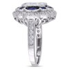 EVERLY JEWELRY | Sterling Silver 5.52 CT TGW Created Blue Spinel and Cubic Zirconia Vintage Flower Ring - 2 of 4