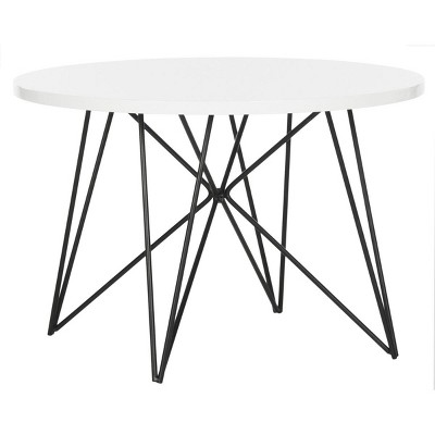 24" Transitional White Wood & Metal Round End Table
