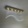 Siljoy Modern Rectangular Crystal Chandelier Wave Raindrop Pendent Flush Mount Ceiling Light Fixture Indoor - 3 of 4