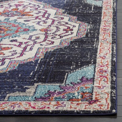 Luxurious Monaco Blue Rectangular Synthetic Area Rug, 6'7" x 9'2"