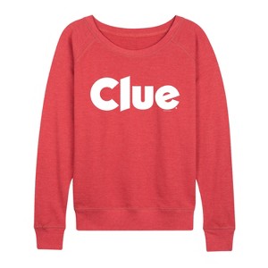 Women's - Clue - Clue Logo Lightweight French Terry Wide Neck Long Sleeve Graphic Shirt - 1 of 3