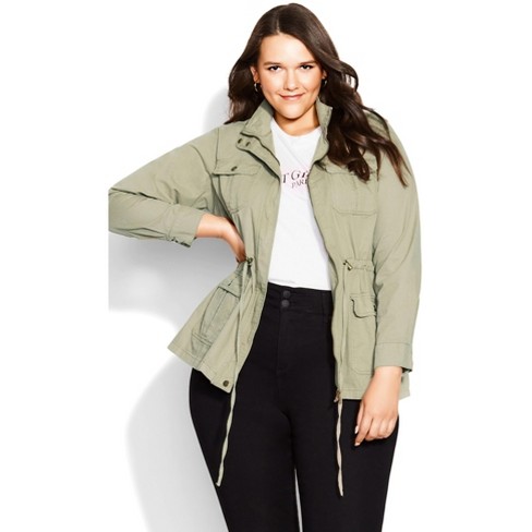 City Chic Women s Plus Size Evelyn Jacket Khaki 20w Target