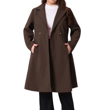 Women's Curvy Double Breasted Notch Lapel Winter A Line Overcoats