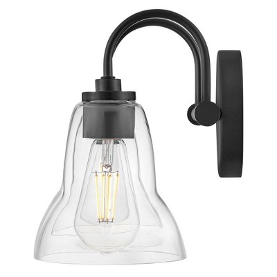 Black Steel Dual Light Vanity with Clear Glass Shades