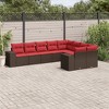 vidaXL 9 Piece Patio Sofa Set with Cushions Brown Poly Rattan - 2 of 4