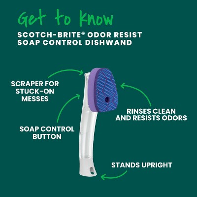 Scotch-Brite Odor Resist Non-Scratch Dishwand Refills - 3ct: Foam Material, Multipurpose Use, Unscented