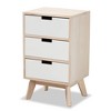 Halian Two-Tone Wood 3 Drawer Nightstand White/Light Brown - Baxton Studio: Scandinavian Style, MDF & Paulownia Frame - 4 of 4
