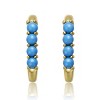 Guili Sterling Silver Gold Plated Nano Turquoise Beads Oblong U-Shaped Latch Back Hoop Earrings, a Unique and Artistic Statement Jewelry Piece - 2 of 2