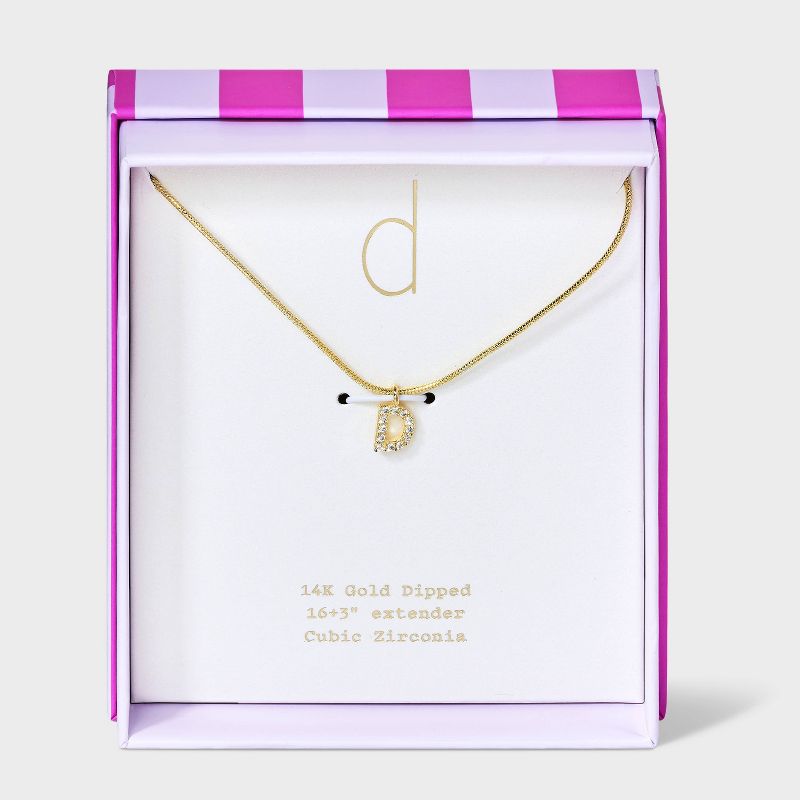 14K Gold Dipped Cubic Zirconia Initial Round Snake Chain Necklace - A New Day™ Gold, 1 of 5