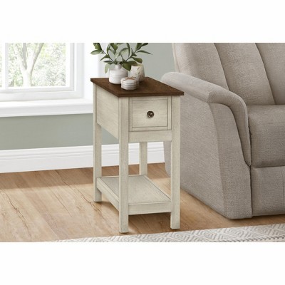 Monarch Specialties ACCENT TABLE - 24"H / ANTIQUE WHITE / ESPRESSO VENEER