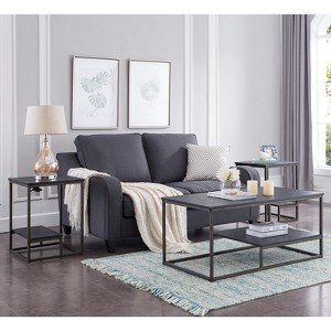 Kings Brand Furniture Santan 3-Piece Occasional Table Set, Coffee Table & 2 End Tables, Pewter - 1 of 3