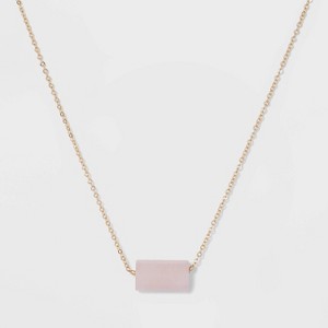 Silver Plated Quartz Barrel Stone Necklace - A New Day Rose Gold, Women