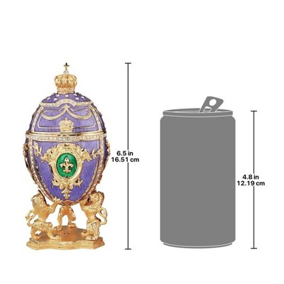 Regal Purple and Gold Pewter Enameled Egg Decorative Box