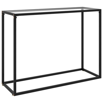 vidaXL Console Table Transparent Tempered Glass 39.4 x 13.8 x 29.5 in