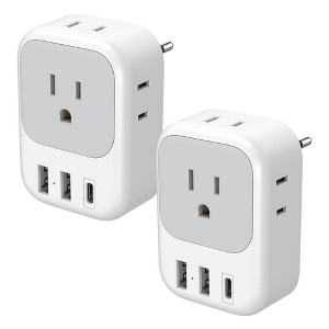 Itopfox 2 Pack European Plug Adapter with USB C, 4 Outlets 3 USB Charger, Type C International Power Adaptor for Italy Spain France Portugal Iceland - 1 of 4