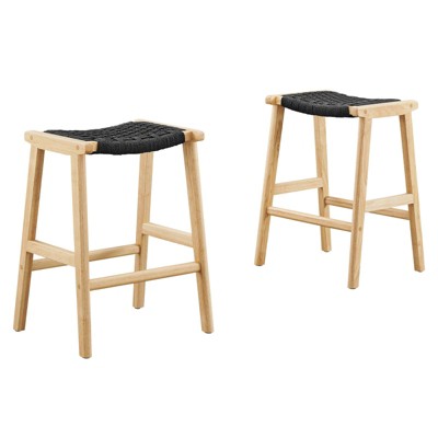 Modway Saorise Wood Counter Stool - Set of 2