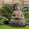 Teamson Home Buddha Outdoor Waterfall Fountain with LED Lights, Gray - 3 of 4