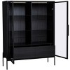 Syemin Decorative Storage Cabinets Freestanding Display Cabinet with Glass Doors, Accent Cabinet with Adjustable Shelves, Black, 39.8"*15.7"*51.2" - 2 of 4