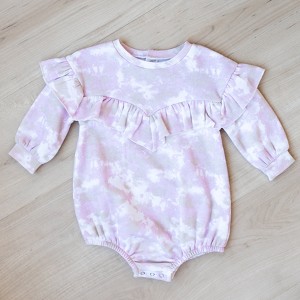Grayson Threads - Infant Multicolor Tie-Dye Dreams Long Sleeve Ruffle Sweatshirt Onesie - 1 of 4