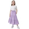 Maxi Skorts Skirt for Girls Button Front Ruffle High Waisted Long Skirts with Belt and Pocket 3-12 Years - 3 of 4