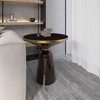 LeisureMod Tully Round Side Table, Gold Rim with Glass/ Sintered Stone Top - 3 of 4