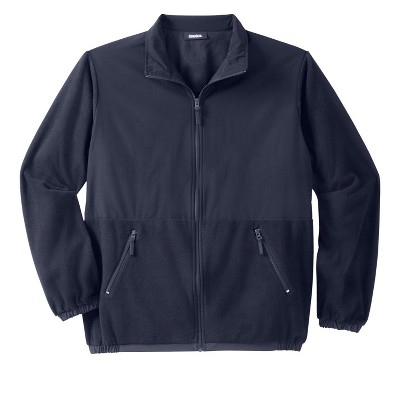 KingSize Men's Big & Tall Explorer Plush Fleece Full-Zip Fleece Jacket with Colorblocked Panel