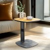 C Shaped Sofa Side Table Saddle Leather Top Bedside Coffee End Table Space Saving - 4 of 4