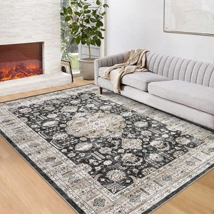 Acekool 9x12 Washable Boho Vintage Medallion Area Rug, Non-Slip, Stain Resistant, Non-Shedding Carpet for Living Room, Bedroom, Office - 1 of 4