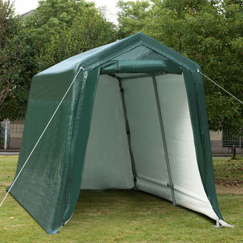 Costway 7'x12' Patio Tent Carport Storage Shelter Shed Car Canopy Heavy Duty Green, 2 of 11