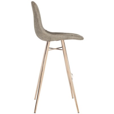 Taupe Faux Leather and Metal Bar Stool
