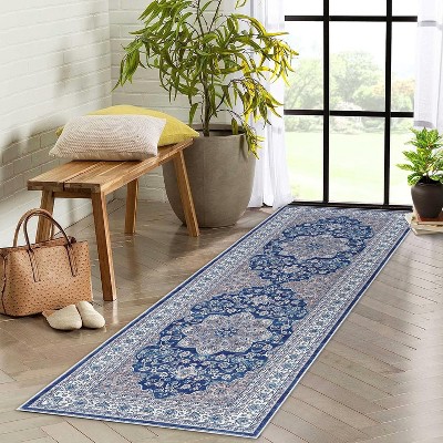 Coucheta Washable Area Rug Floral for Living Room, Ultra Soft Accent Bedroom Carpet, Indoor Non-Slip Throw Carpet for Entryway, Multi-Color & Size
