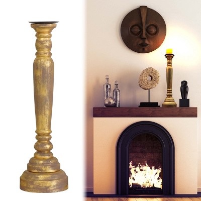 TX USA Corporation Wood Pillar Candle Holder, Pillar Candle Holders Decorative Candlestick Holder Centerpiece for Home